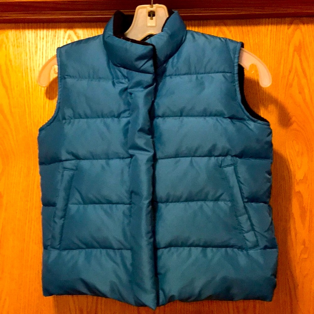 Gap boy’s warm aqua blue zip up down filled puffer vest cozy winter fall VGUC